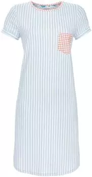 Ringella Nachthemd gestreift mit Brusttasche Kurzarm Single Jersey bleu