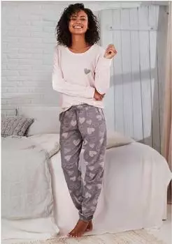 Vivance Dreams Pyjama mit Herzchen-Print (51141269) rosa-grau