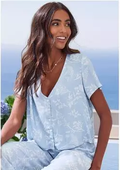 Lascana Pyjamaoberteil in kurzer Taillenlänge (24553646) graublau