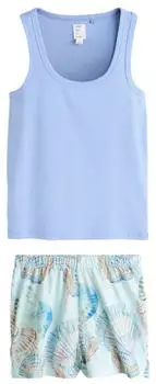 Next Fashion Pyjama Schlafanzug mit Trägertop + Shorts (Y0900515) aqua/hellblau