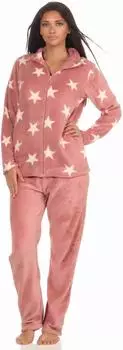 Normann Nachthemd Hauskleid Sterne Print Coral Fleece (29121797961) rosa