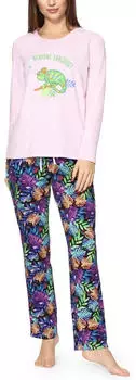 Merry Style MS10-169 Schlafanzug Zweiteiler rosa melange bunt/blätter