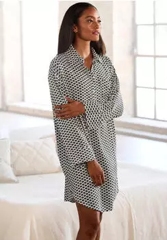 Lascana Pyjamaoberteil schwarz-wei&szlig;-gemustert