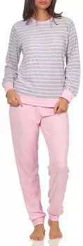 Normann Frottee Pyjama Langarm mit Bündchen (291 201 13 780) grau-melange