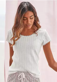 s.Oliver Ajour Strick Pyjama Oberteil (83715807) ecru
