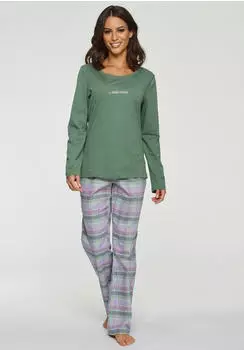 Vivance Dreams Dreams Pyjama Set mit Rippbündchen lila