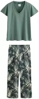 Next Fashion Damen Pyjama Lockere Passform 2-teilig (W4926313) khaki green