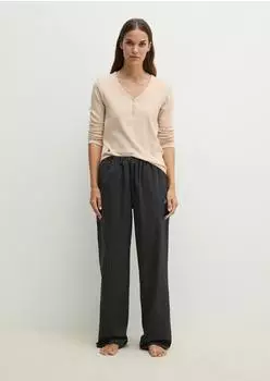 Marc O'Polo Pyjama (71484305) hellbeige/schwarz gestreift