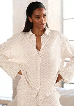 Lascana Pyjamaoberteil mit Allover-Druck (22962609) beige-weiß gemustert