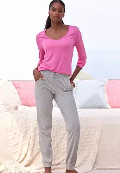 Vivance Dreams Pyjama Set 2-teilig mit Babylock-Saum rosa