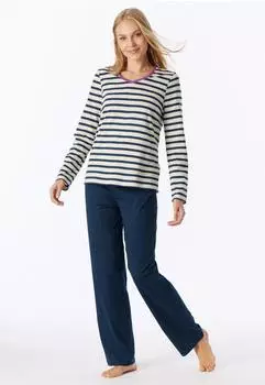 Schiesser Schlafanzug lang Ringel seasalt - Casual Essentials (181756-114)