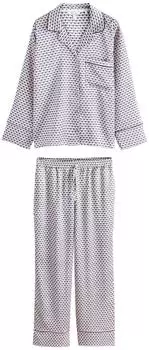 Next Fashion Damen Pyjama Lockere Passform 2-teilig royalblau/schoko/weiß