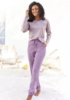 Vivance Dreams Pyjama mit garngefärbten Streifen creme/orchidee