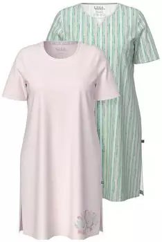Ulla Popken Bigshirts 2er Pack grün/rosa