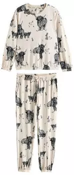 Next Fashion Damen Pyjama beige/schwarz