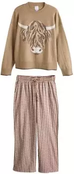 Next Fashion Loungewear Set (32095929) creme/braun/hellbraun