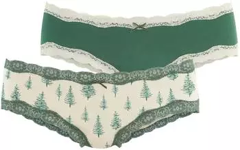 Lascana Tiziana Hipster mit Spitze und weihnachtlichen Prints (19680217) grün