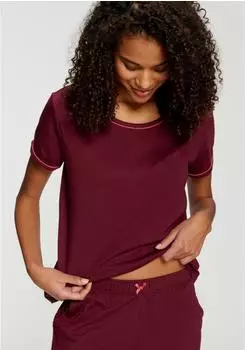 Lascana Pyjama-Oberteil mit Kontrastpaspeln (LAS6979001000001) bordeaux