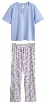 Next Fashion Damen Pyjama Lockere Passform 2-teilig (V5852510) blue geometric