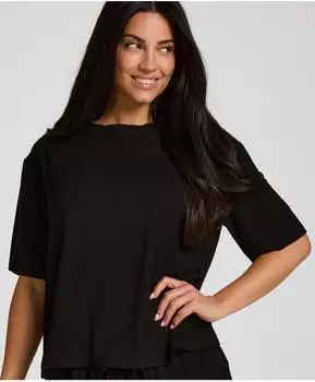 Hunkemöller Pyjama Top Jersey Kurzarm (42546914) schwarz