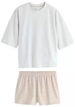 Next Fashion Shorty 2-teilig Normale Passform sand/graumeliert