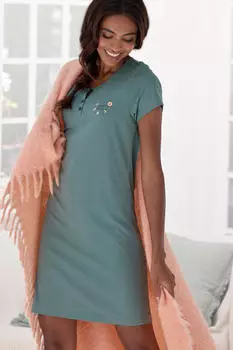 Lascana Pyjamaoberteil mit Spitzenbesatz (62599503) jade