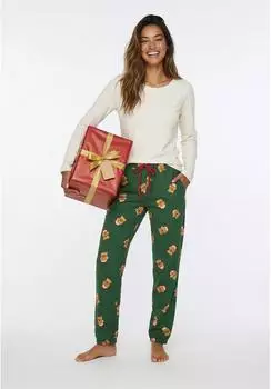 Lascana Pyjama Set mit Weihnachts-Hunde-Print (75429752) wei&szlig;/dunkelgr&uuml;n