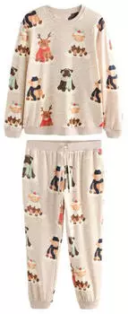 Next Fashion Pyjama 2-teilig crème/umbra/grün/rot
