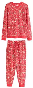 Next Fashion Pyjama 2-teilig beige/rot