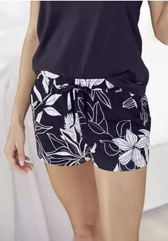 Lascana Schlafshorts im Blumen Allover-Druck (49878324) schwarz-allover-geblümt