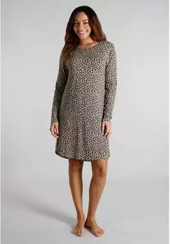 Tom Tailor Nachthemd mit Leopard-Print beige