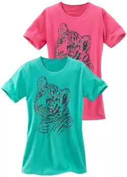 Vivance Dreams Nachthemd mit Raubtierdruck, 2er-Pack (718933) mint/pink