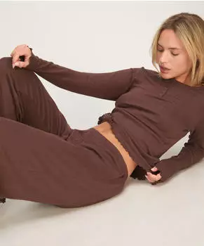 Hunkem&ouml;ller Pyjama Top Pointelle (45886418) braun