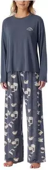 Schiesser Schlafanzug lang Kaffee blaugrau - Casual Fashion (183882-808)