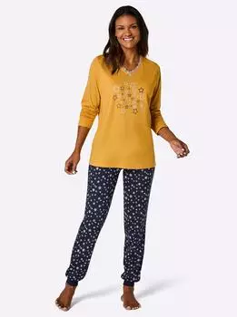 Wäschepur Pyjama Set (57481658) ocker/marine/bedruckt