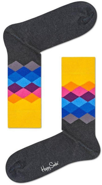 Happy Socks Faded Diamond Sock (FAD01-9005) grey/yellow