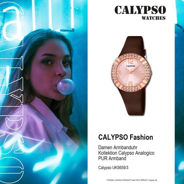  Calypso Damen Analog Quarz Uhr mit Plastik Armband K5659/3