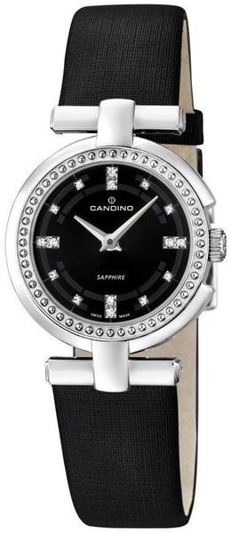 Candino Quarzuhr UC4560/2 Candino Damen Quarz-Uhr C4560/2, (Analoguhr), Damen Armbanduhr rund, Leder/Textilarmband schwarz, Fashion