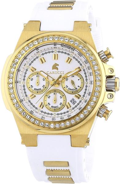 Carucci Watches Damen-Armbanduhr Analog Automatik Kautschuk CA2215WH-GD