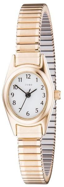 Jobo Damen Armbanduhr Quarz Analog Edelstahl vergoldet Flexband Damenuhr oval