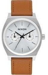 Nixon Time Teller Deluxe Leather silver sunray/saddle