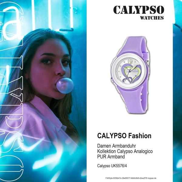  Calypso Damenuhr Fashion analog Quarzuhr PU flieder UK55764