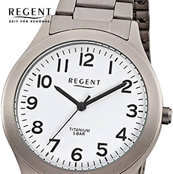  REGENT Herren-armbanduhr Mineralglas Quarz Titan (metall) grau silber Urf837
