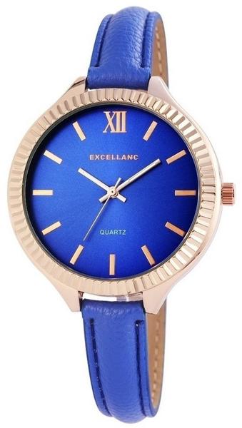 Excellanc Damenuhr Analog Armbanduhr Farbe Royal Blau Roségold