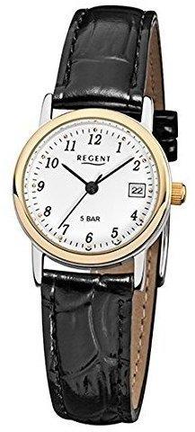 Regent Leder Damen Uhr F-828 Quarzuhr Armband Schwarz Urf828