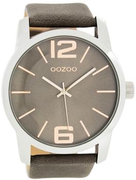 Oozoo Timepieces Quarzuhr Leder-Armband grau braun UOC7413