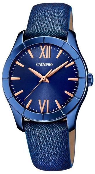 Calypso Damen-Armbanduhr Trendy analog Quarz Leder Textil blau UK5718/4