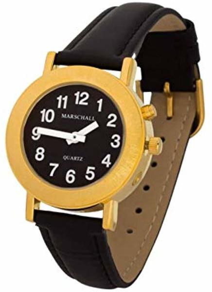 Marschall Sprechende Armbanduhr Black Edition Leder