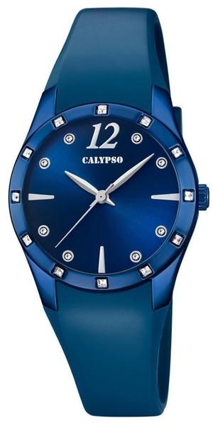 Calypso Armbanduhr Damen Trendy K5714/6 Quarzuhr Pu Blau Uk5714/6