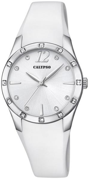 Calypso Armbanduhr Damen Trendy K5714/1 Quarzuhr Pu Weiß Uk5714/1